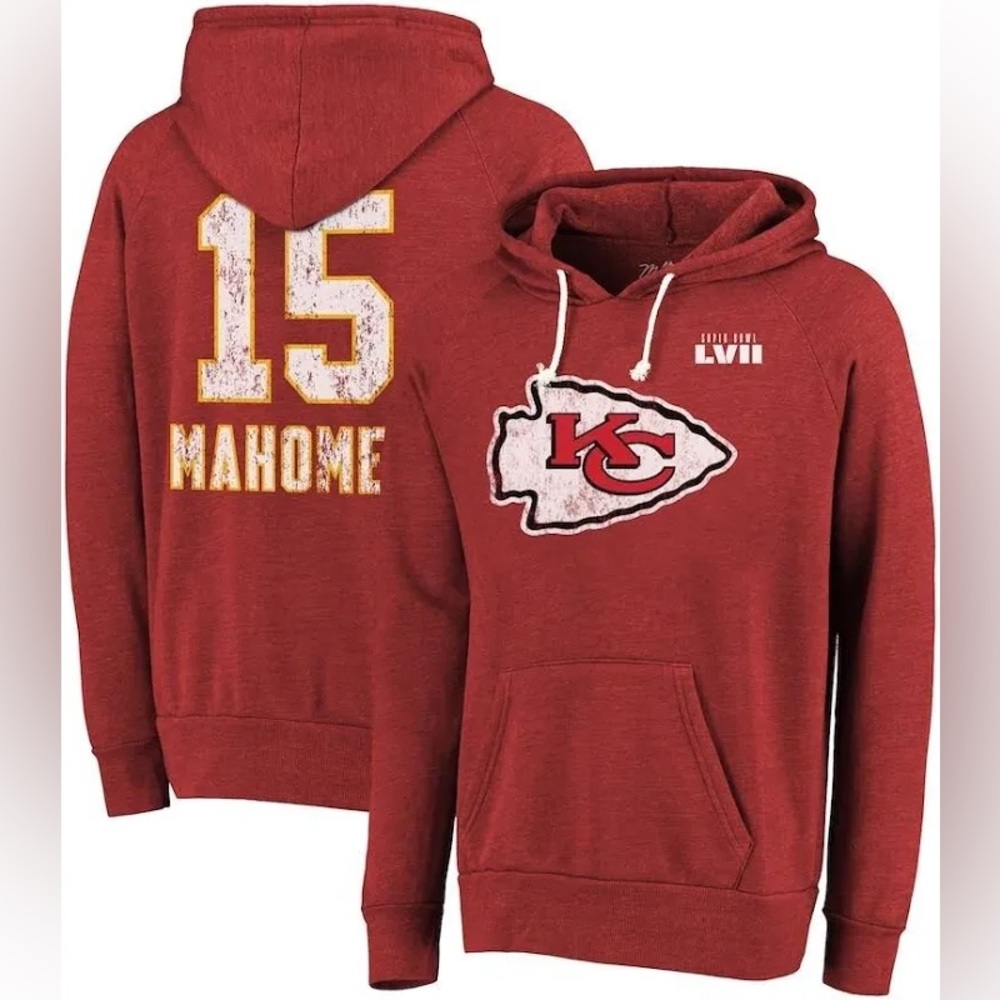 Kansas City Chiefs Super Bowl LVII Majestic #15 Mahomes Hoodie Chiefs Kingdom